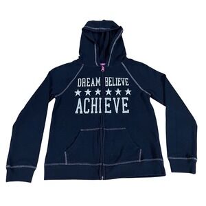 SO Perfect Hoodie Jacket Black Silver Threading Sparkles Full Zip Girls Size 12